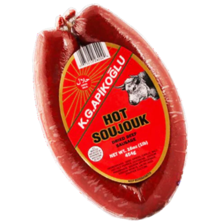 Apikoglou Dried Beef Sausage Hot 454G